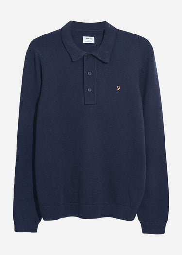 Farah Truien Sweater hamlet knit ls polo - true navy