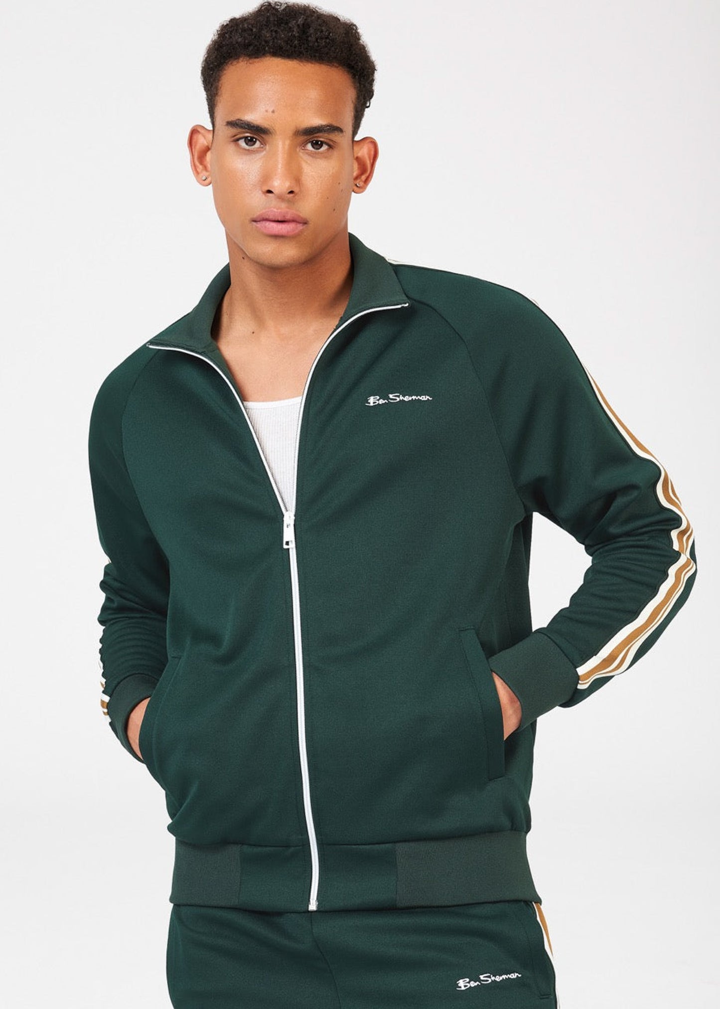 Ben Sherman Vesten House taped track top - dark green