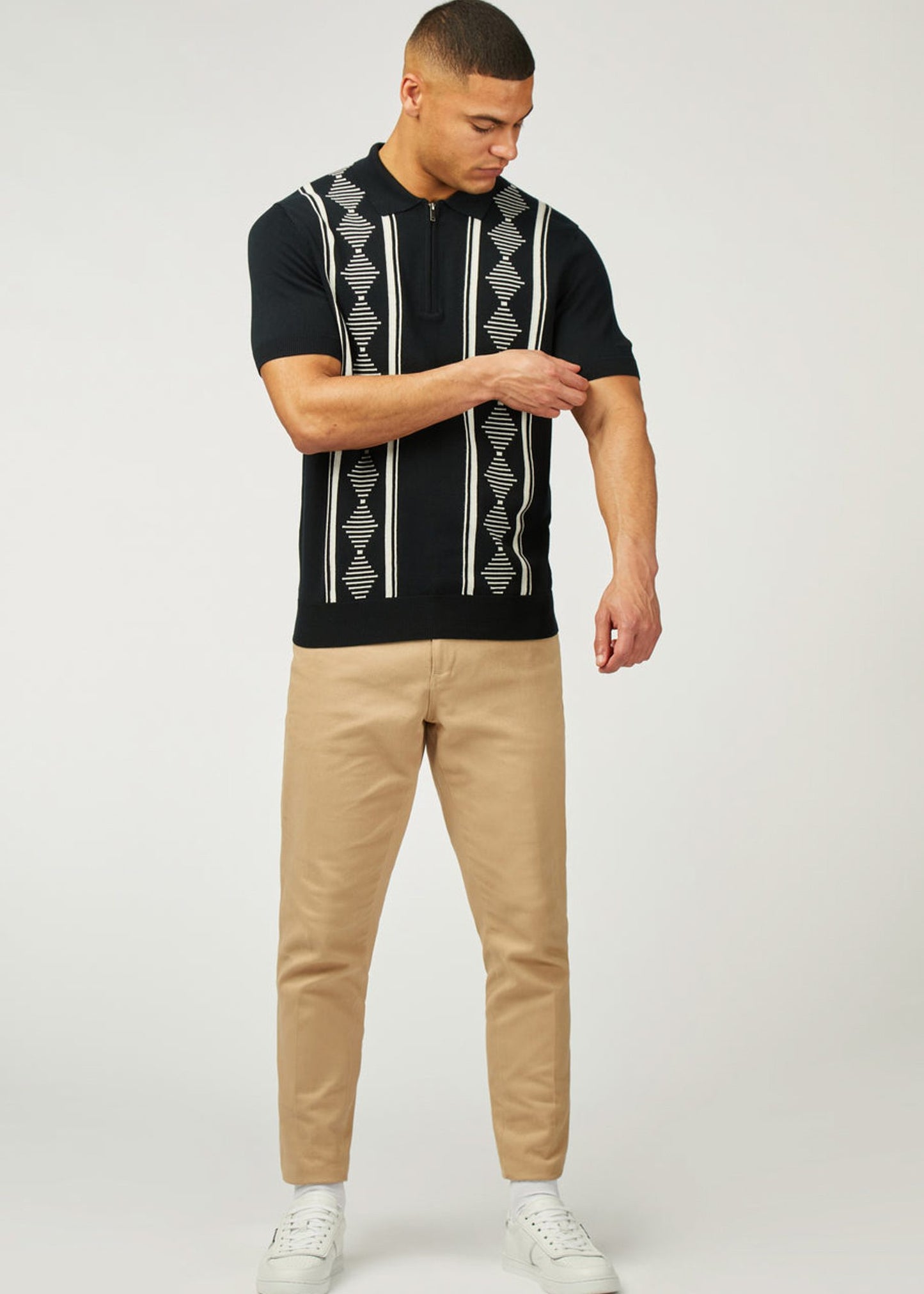 Ben Sherman Polo's Argyle jacquard polo - black