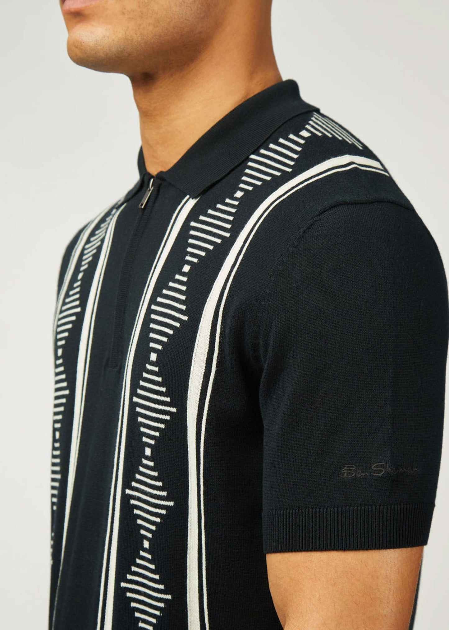 Ben Sherman Polo's Argyle jacquard polo - black