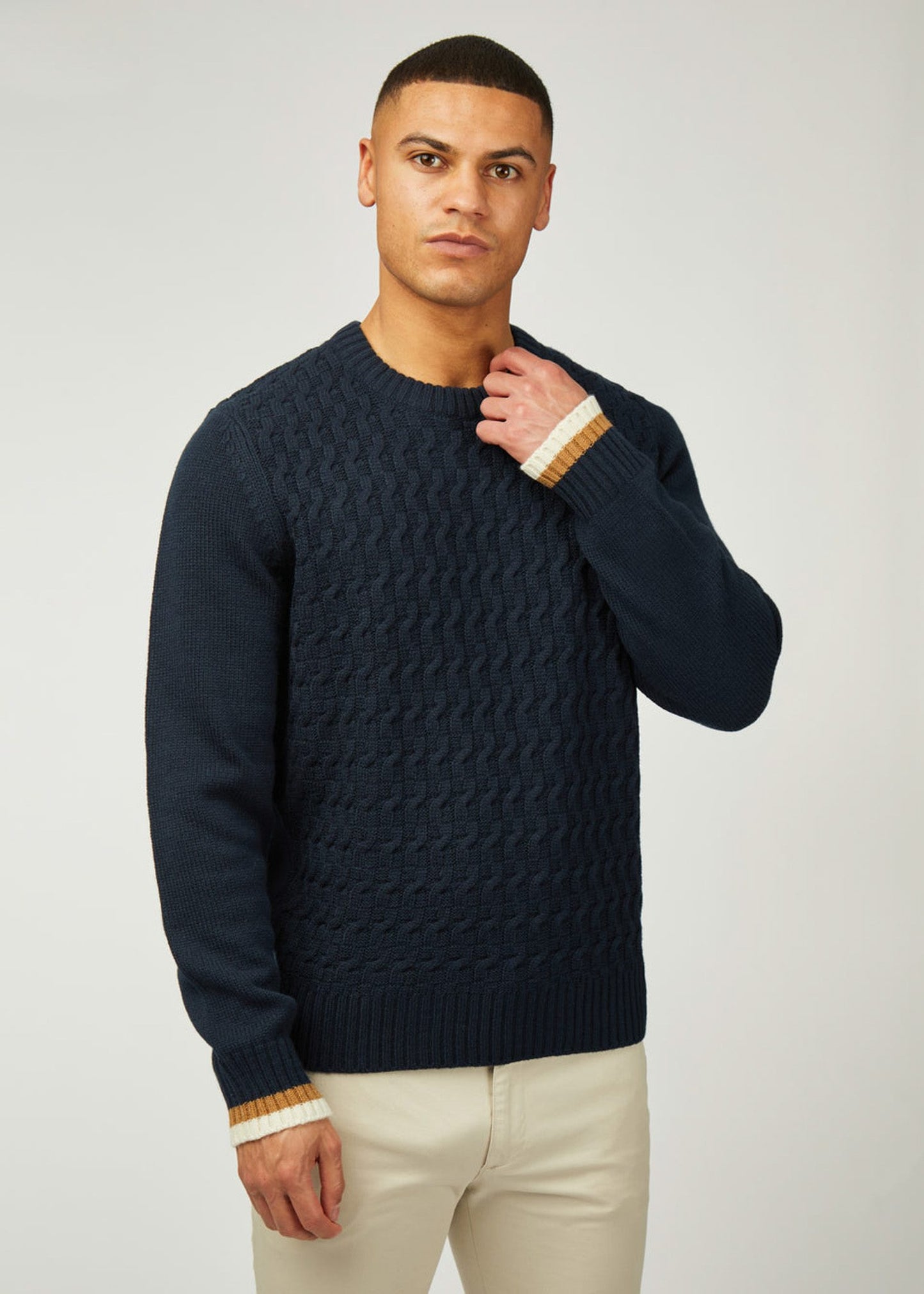Ben Sherman Truien Cable textured crew - dark navy