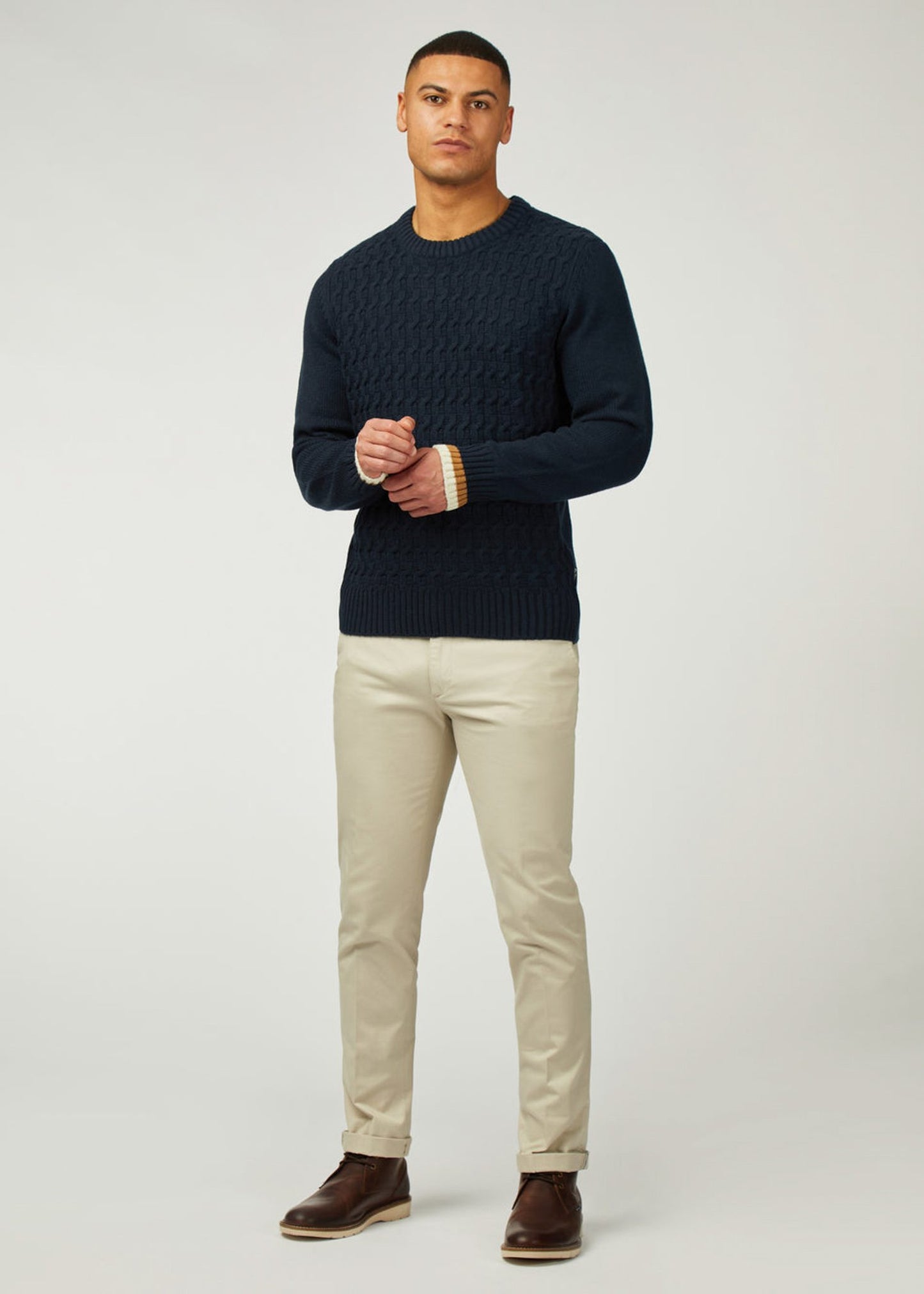 Ben Sherman Truien Cable textured crew - dark navy