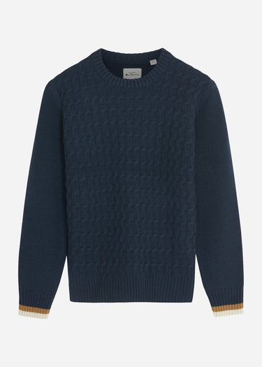 Ben Sherman Truien  Cable textured crew - dark navy