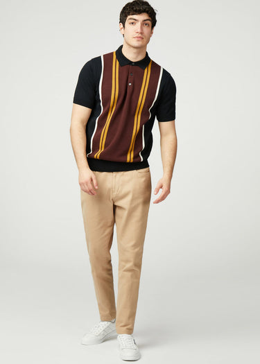 Ben Sherman Polo's Verticle stripe polo - black