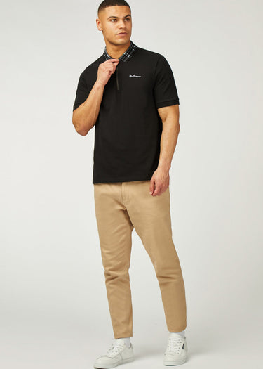 Ben Sherman Polo's Tartan collar polo - black