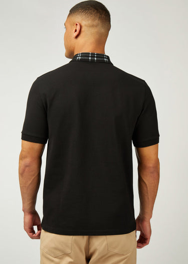Ben Sherman Polo's Tartan collar polo - black
