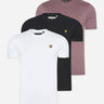 Lyle & Scott T-shirts 3 pack plain t-shirt - jet black - white - highland mauve