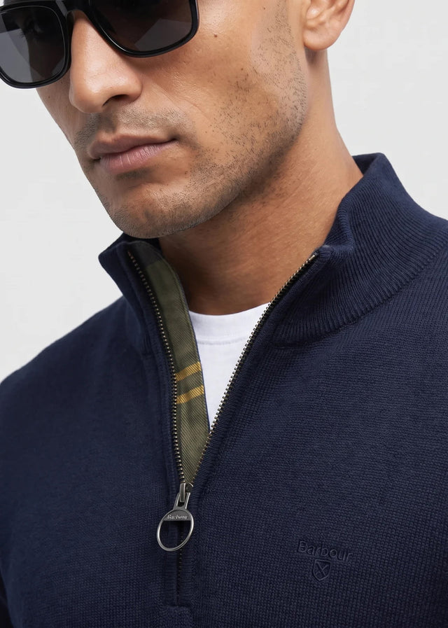 Barbour Truien Cotton half zip knitted jumper - navy