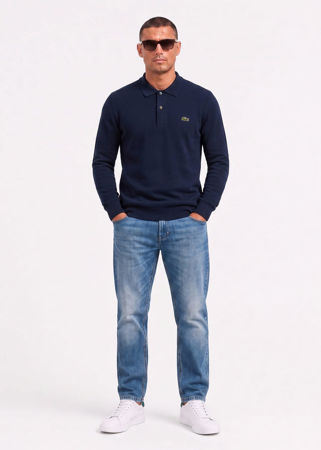 Lacoste Longsleeve Polo's Knitted long sleeve polo sweater - navy blue