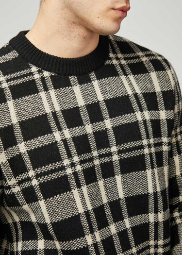 Ben Sherman Truien  Tartan jacquard crew - black