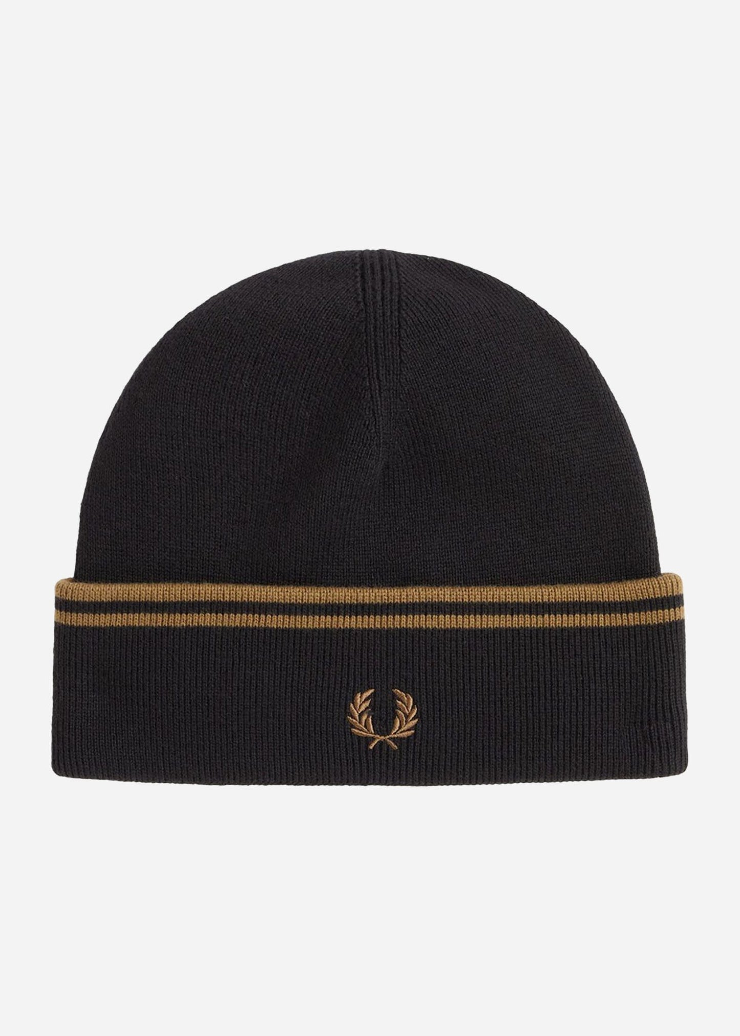 Fred Perry Mutsen Twin tipped merino wool beanie - black shaded stone shaded stone