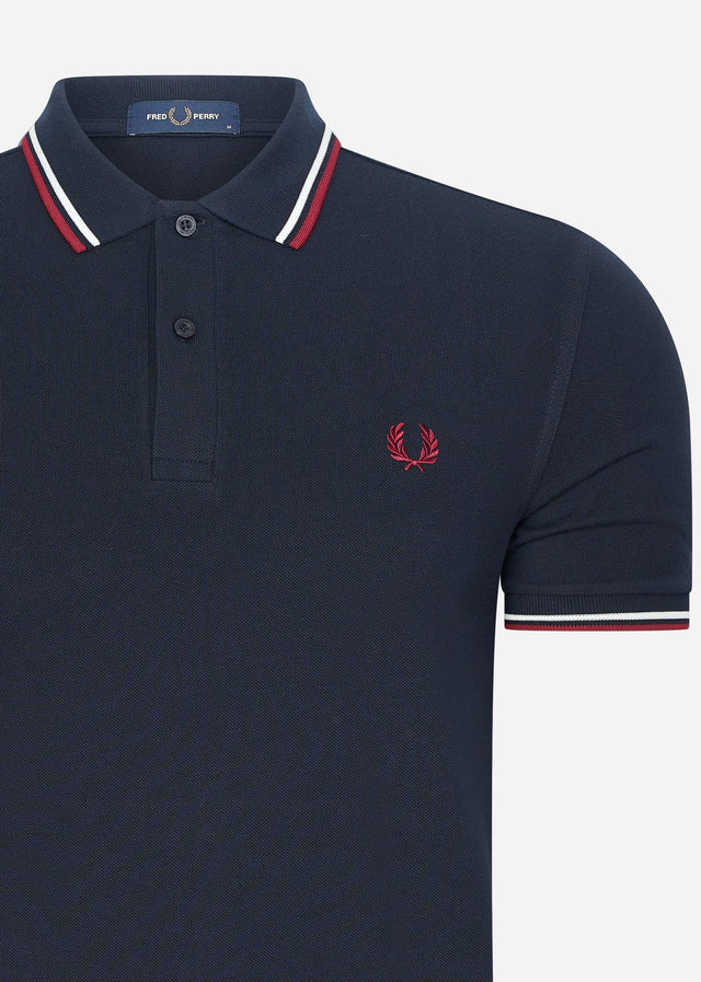 Fred Perry Polo's Twin tipped fred perry shirt - navy snow white burnt red