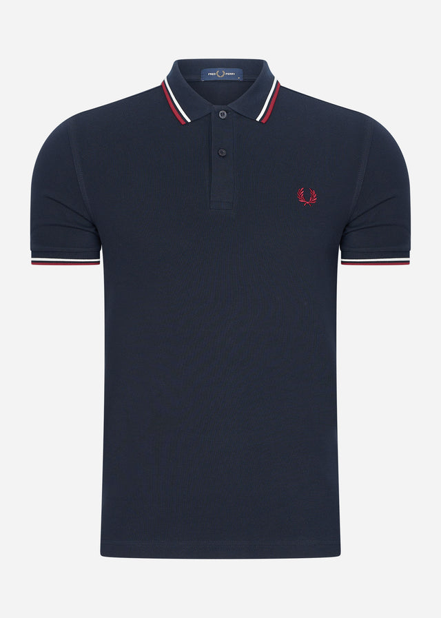 Fred Perry Polo's Twin tipped fred perry shirt - navy snow white burnt red