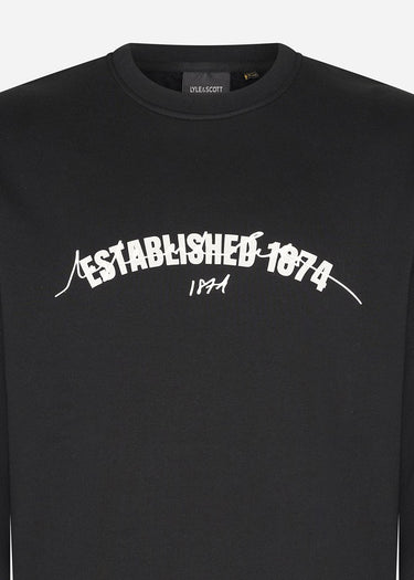 Lyle & Scott Truien  Established 1874 graphic crew neck sweatshirt - jet black
