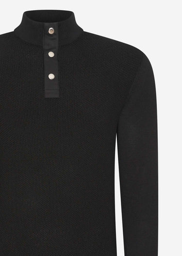 Barbour International Truien  Murrey quarter placket knit - black