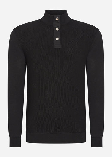 Barbour International Truien  Murrey quarter placket knit - black