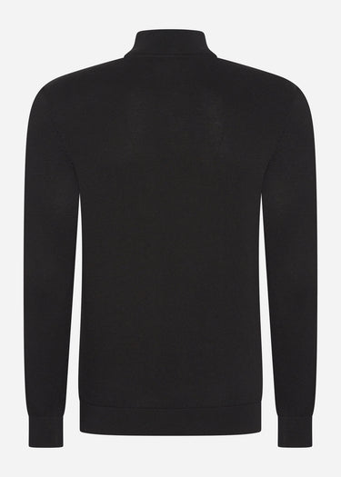 Barbour International Truien  Murrey quarter placket knit - black