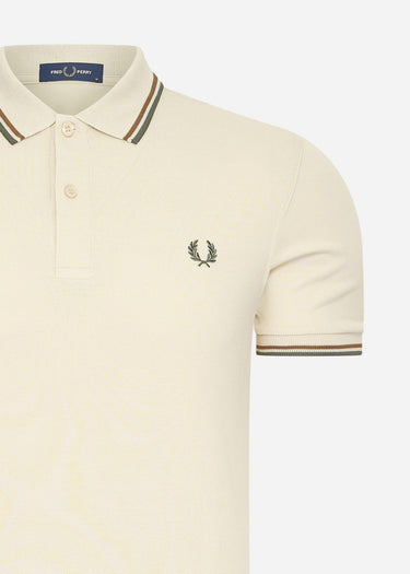 Fred Perry Polo's Twin tipped fred perry shirt - oatmeal nut flake field green