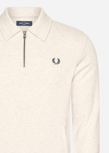 Fred Perry Truien  Halfzip fleece back sweatshirt - porridge marl