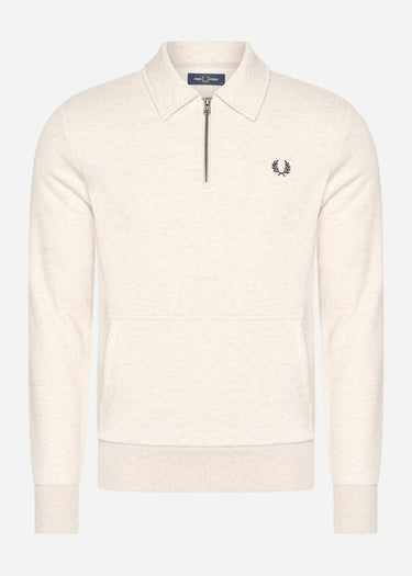Fred Perry Truien  Halfzip fleece back sweatshirt - porridge marl
