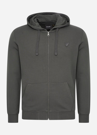 Lyle & Scott Vesten Tonal eagle zip through hoodie - gunmetal