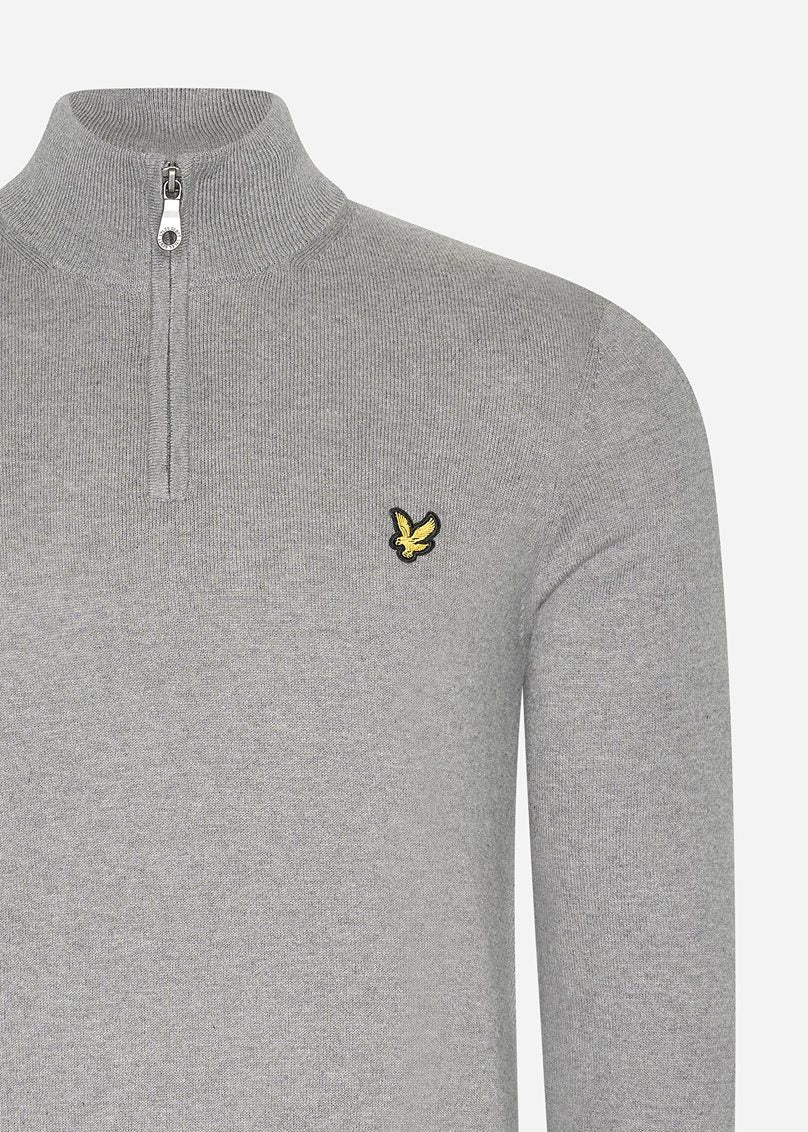 Lyle & Scott Truien Cotton merino quarter zip jumper - mid grey marl