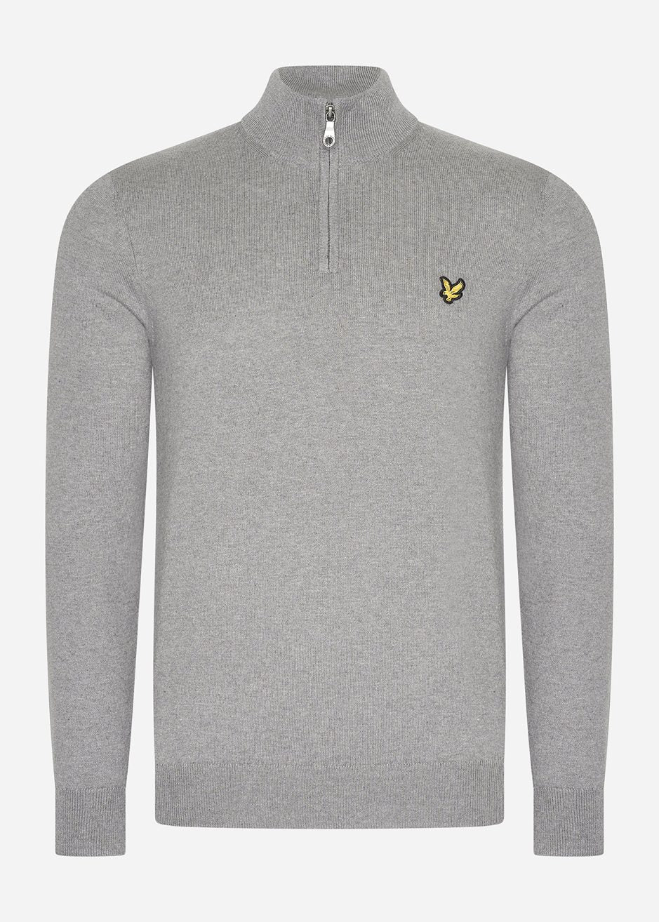 Lyle & Scott Truien Cotton merino quarter zip jumper - mid grey marl