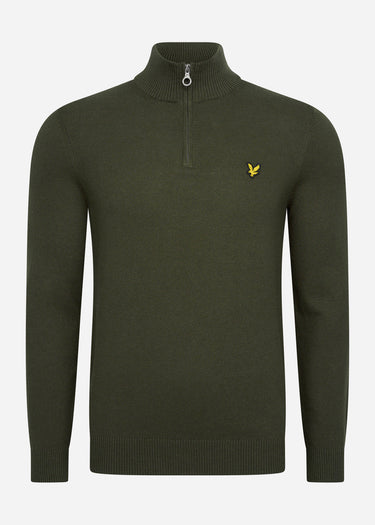 Lyle & Scott Truien  Cotton merino quarter zip jumper - olive