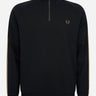 Fred Perry Truien Chequerboard tape half zip sweat - black