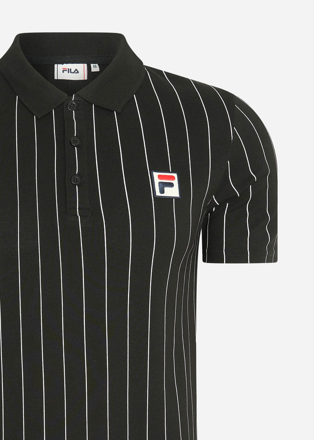 Fila Polos Luckenwalde polo shirt - black bright white striped