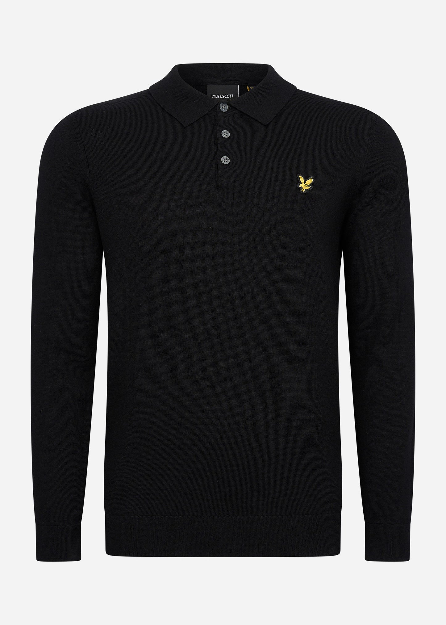 Lyle & Scott Longsleeve Polo's Long sleeve knitted polo shirt - jet black