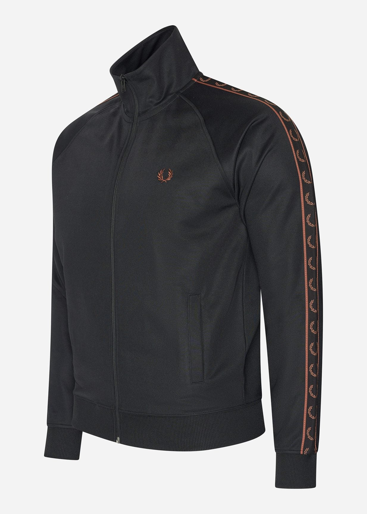 Fred Perry Vesten Contrast tape track jacket - black whisky brown
