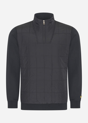 Lyle & Scott Truien Hybrid quilted quarter zip sweatshirt - jet black