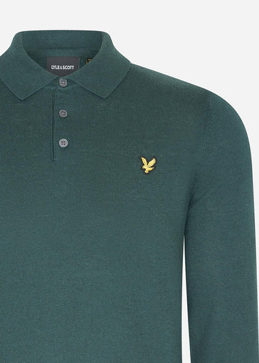 Lyle & Scott Truien Cotton merino long sleeve knitted polo - argyle teal