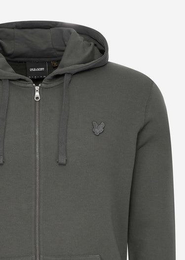 Lyle & Scott Vesten Tonal eagle zip through hoodie - gunmetal
