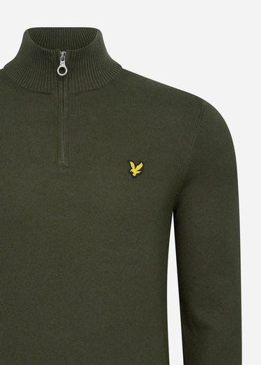 Lyle & Scott Truien  Cotton merino quarter zip jumper - olive