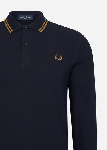 Fred Perry Longsleeve Polo's LS twin tipped shirt - navy dark caramel