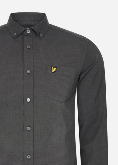 Lyle & Scott Overhemden Plain flannel shirt - gunmetal