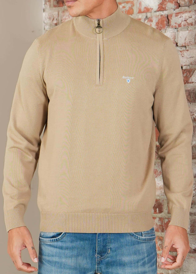 Barbour Truien Barbour lingwood compact cotton half zip sweater - washed stone