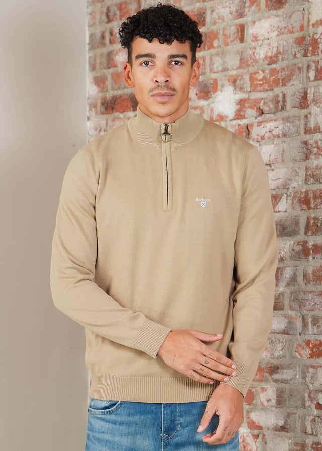 Barbour Truien Barbour lingwood compact cotton half zip sweater - washed stone