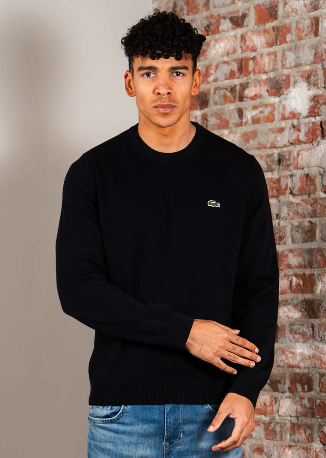 Lacoste Sweaters Regular fit crew neck sweater - black