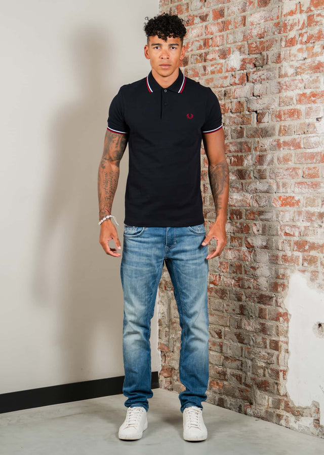 Fred Perry Polo's Twin tipped fred perry shirt - navy snow white burnt red