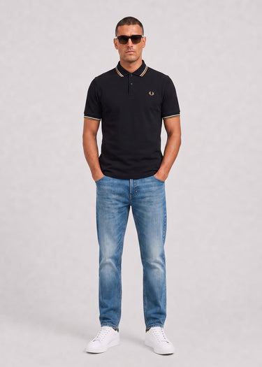 Fred Perry Polo's Twin tipped polo - black ecru dark caramel