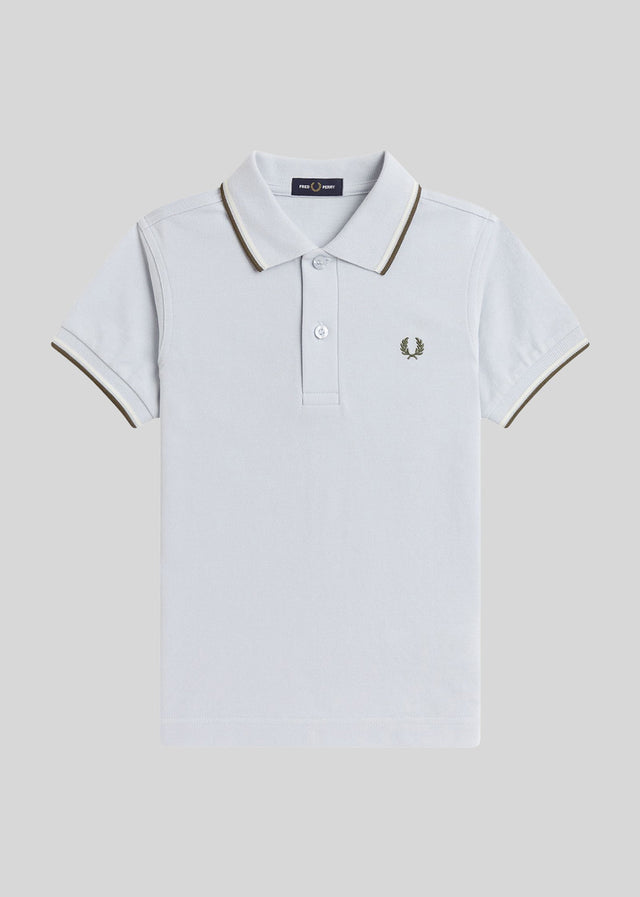 Fred Perry Polo's Twin tipped fred perry shirt - dusky blue ecru laurel wreath green