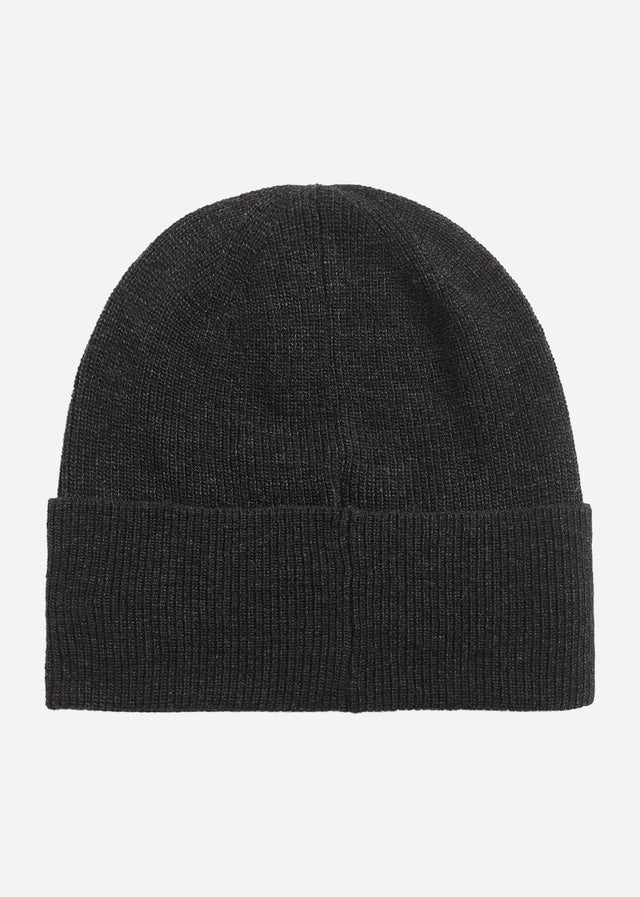 Lyle & Scott Mutsen Lambswool blend ribbed beanie - jet black marl
