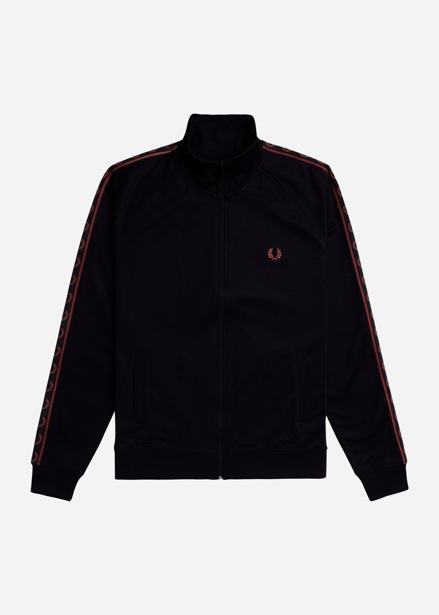Fred Perry Vesten Contrast tape track jacket - black whisky brown