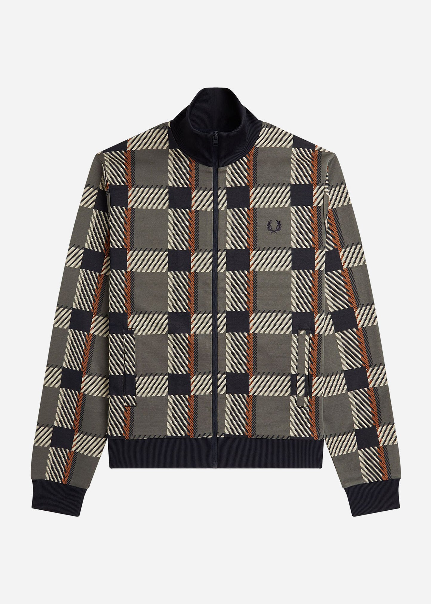 Fred Perry Vesten Glitch tartan track jacket - field green