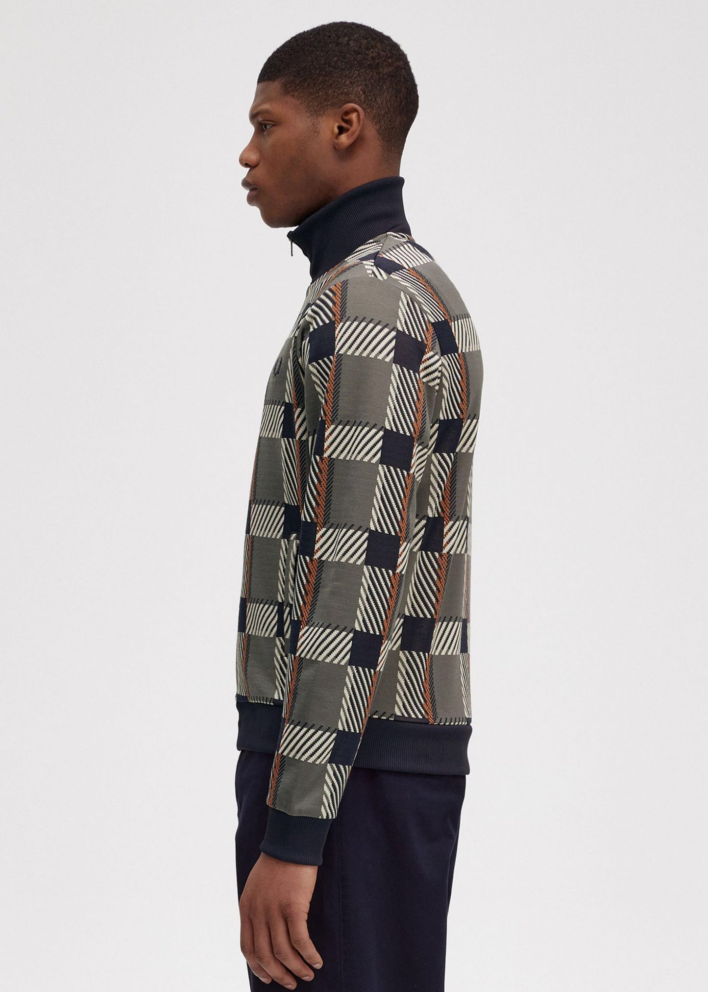 Fred Perry Vesten Glitch tartan track jacket - field green