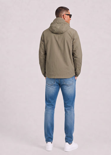 Lyle & Scott Jassen Contrast zip through hooded jacket - khaki ash jet black