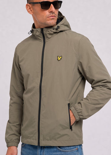 Lyle & Scott Jassen Contrast zip through hooded jacket - khaki ash jet black